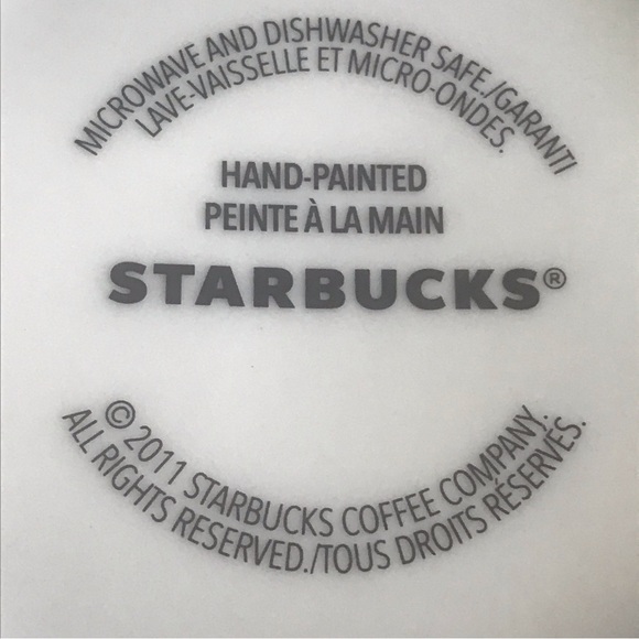 STARBUCKS 2011 Two Tone Dusty Mauve Purple & Hibiscus Ceramic Hand Painted Mug - Picture 9 of 11